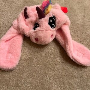 Pink Unicorn Plush Hat for small girls